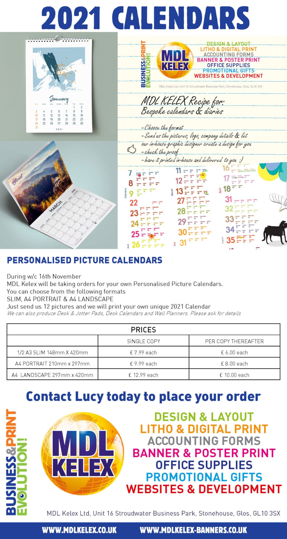 MDL KELEX Personalised Calendars 2021