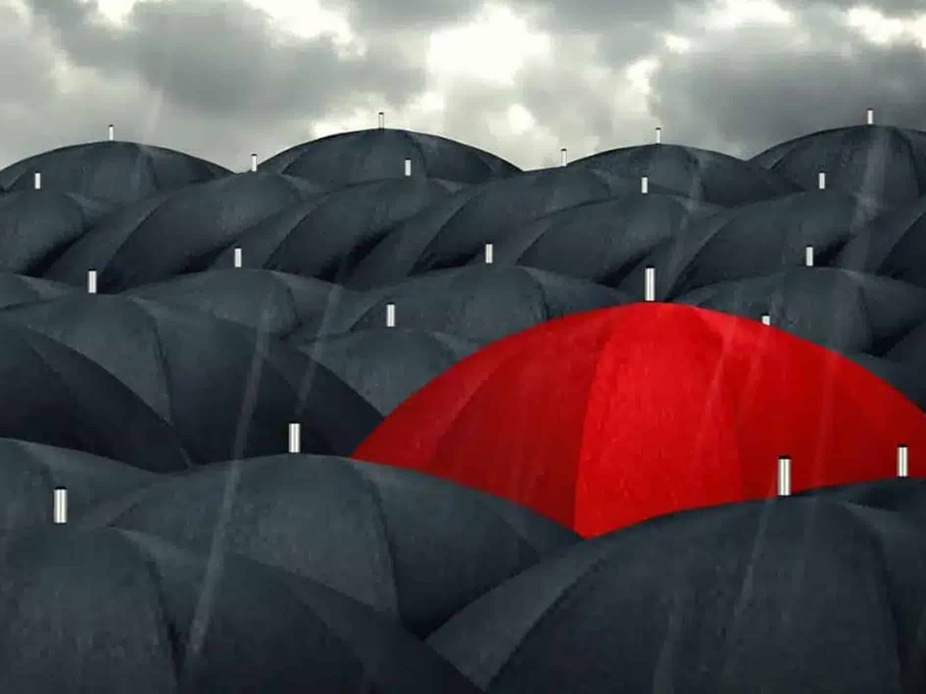 Red and Grey Umbrellas