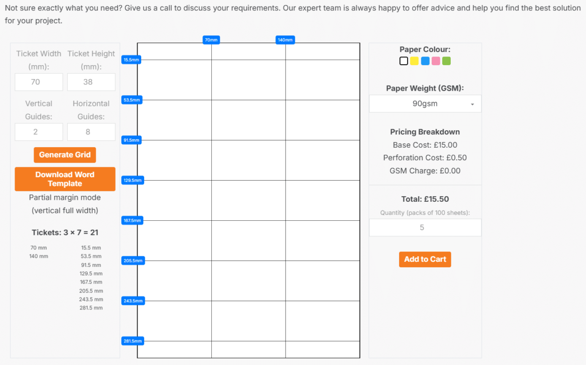perforated paper custom options