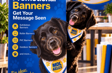MDL Kelex Promotional Banners with Dog Mascot Promotional Banners